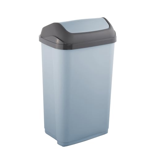 50L Trash Can with Lid, 38.5x29x66cm White, Large Capacity Kitchen Waste Bin