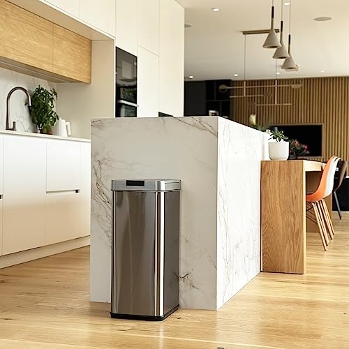 Poubelle de cuisine automatique 70L SILVERLAKE en acier inox, grande capacité avec ouverture papillon