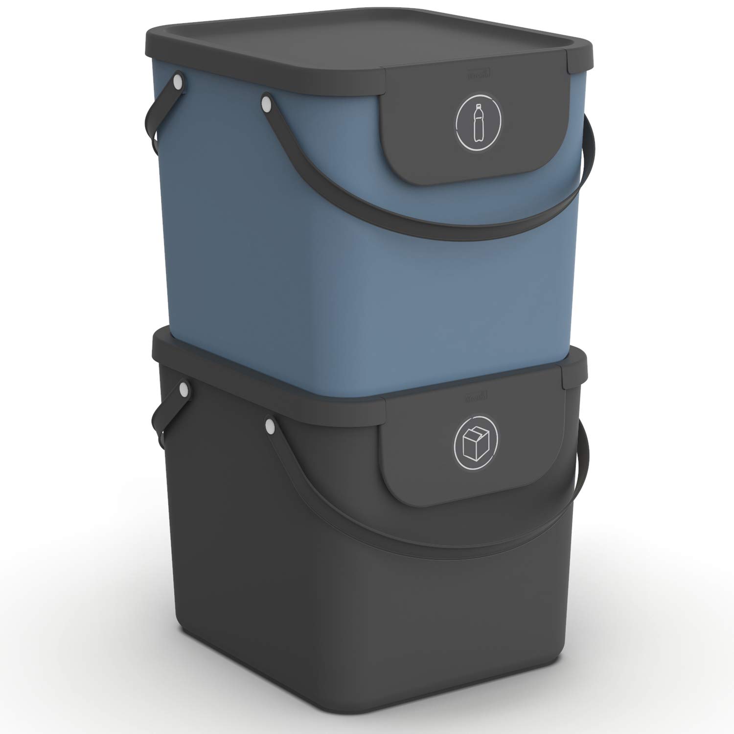 Rotho Albula Systèmes de tri des déchets 40l, Plastique sans BPA pour cuisine, 2 x 40L anthracite/bleu