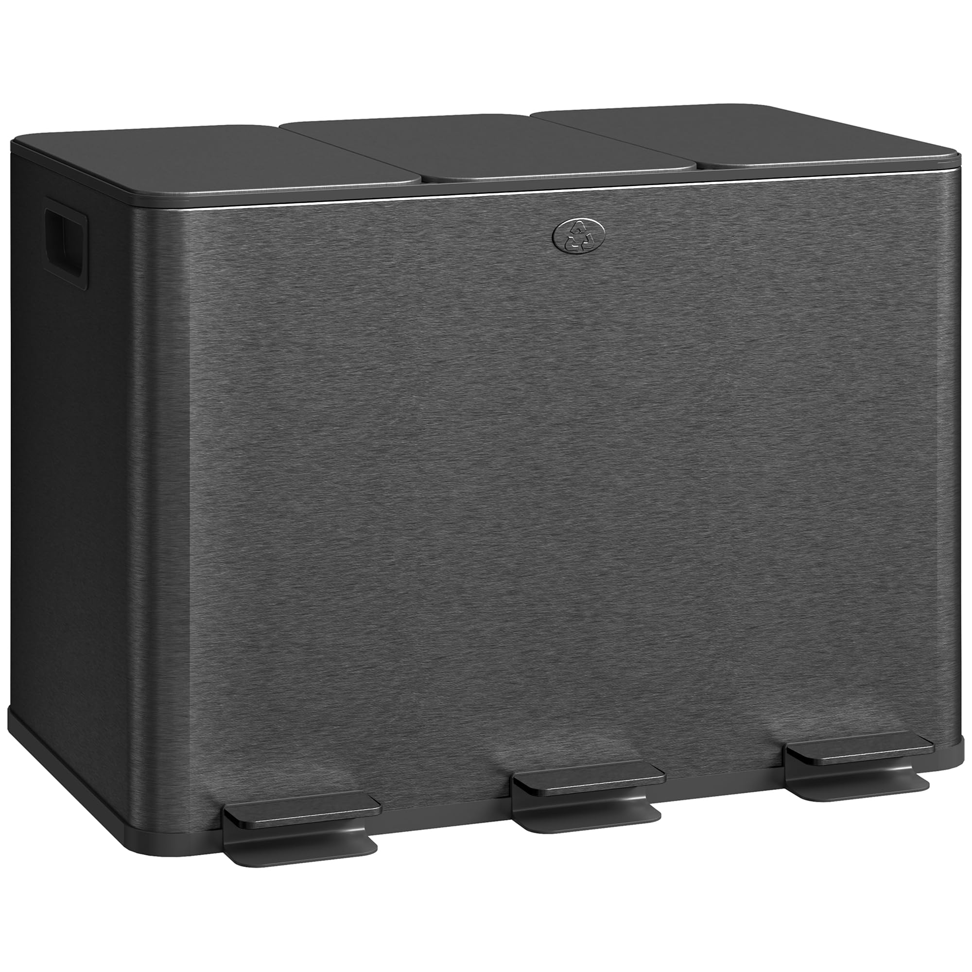 HOMCOM Poubelle cuisine 3 x 20L Tri sélectif avec Pédale et Couvercle à Fermeture En Douceur